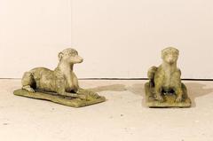 A Pair of Italian Cast Stone Medium Sized Greyhound Statues