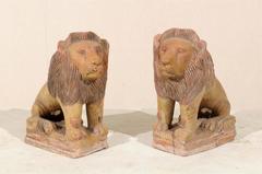 Pair of British Colonial Terracotta Lions