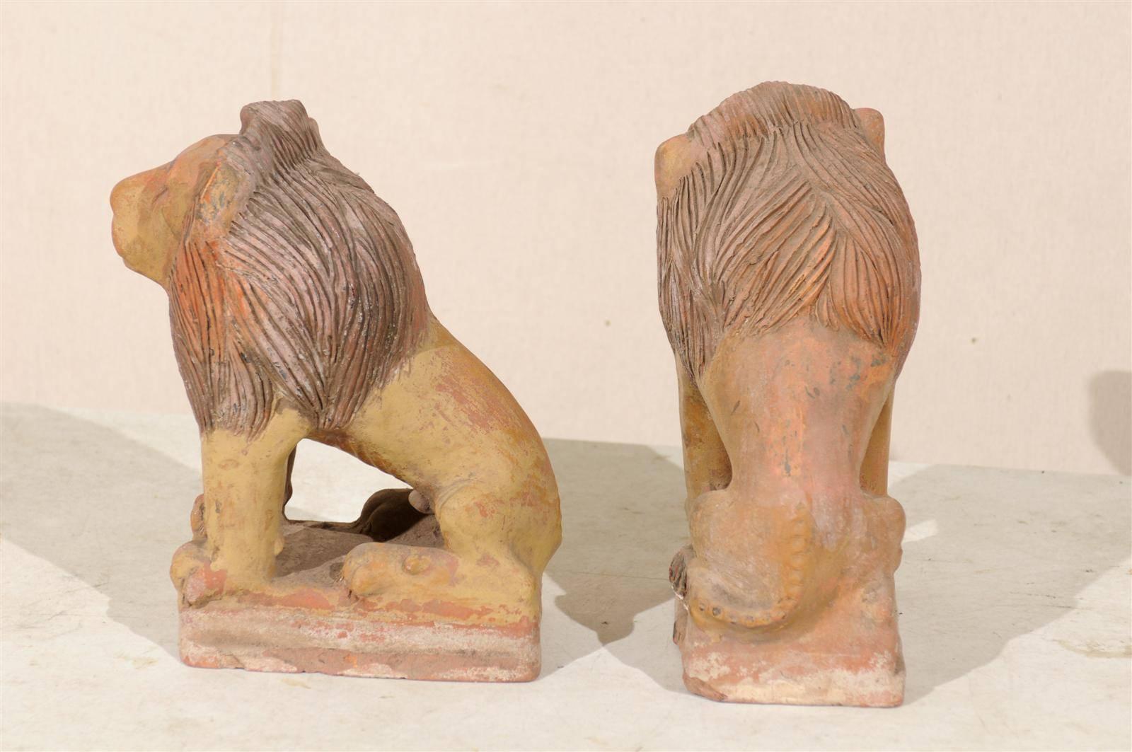 Pair of British Colonial Terracotta Lions For Sale 2