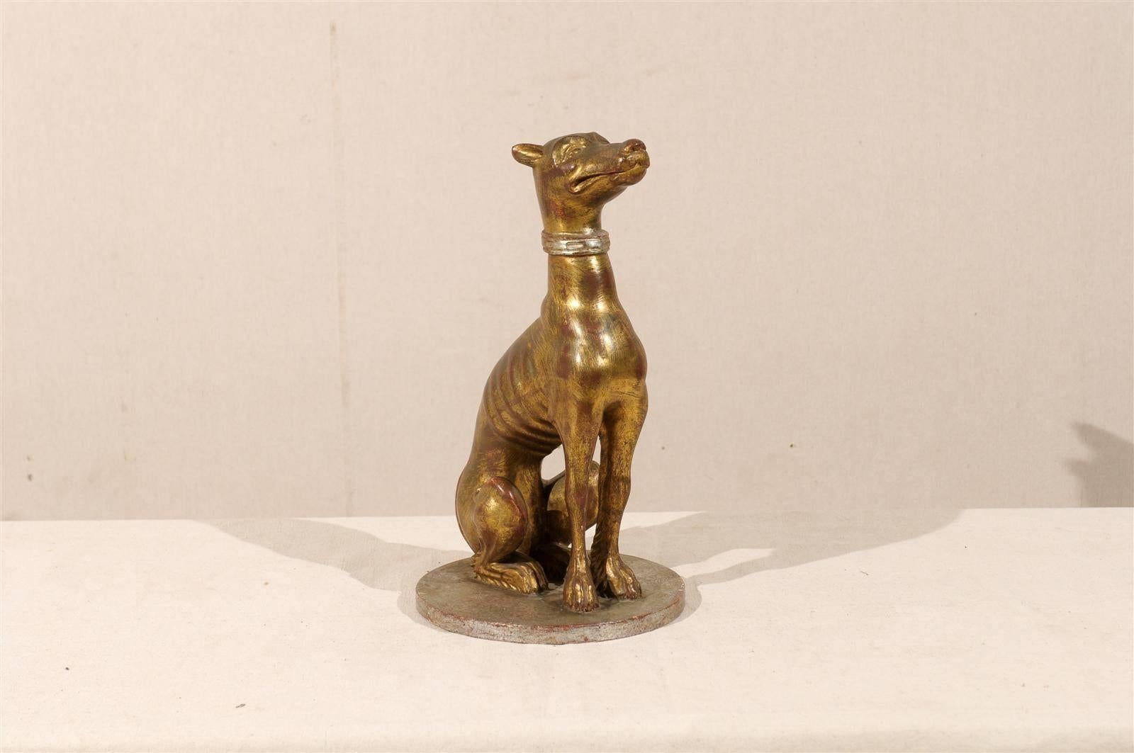 Sculpture of an Italian Vintage Giltwood Greyhound In Good Condition For Sale In Atlanta, GA