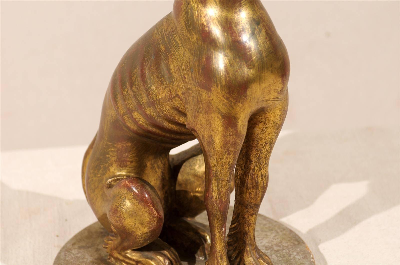 Sculpture of an Italian Vintage Giltwood Greyhound For Sale 1