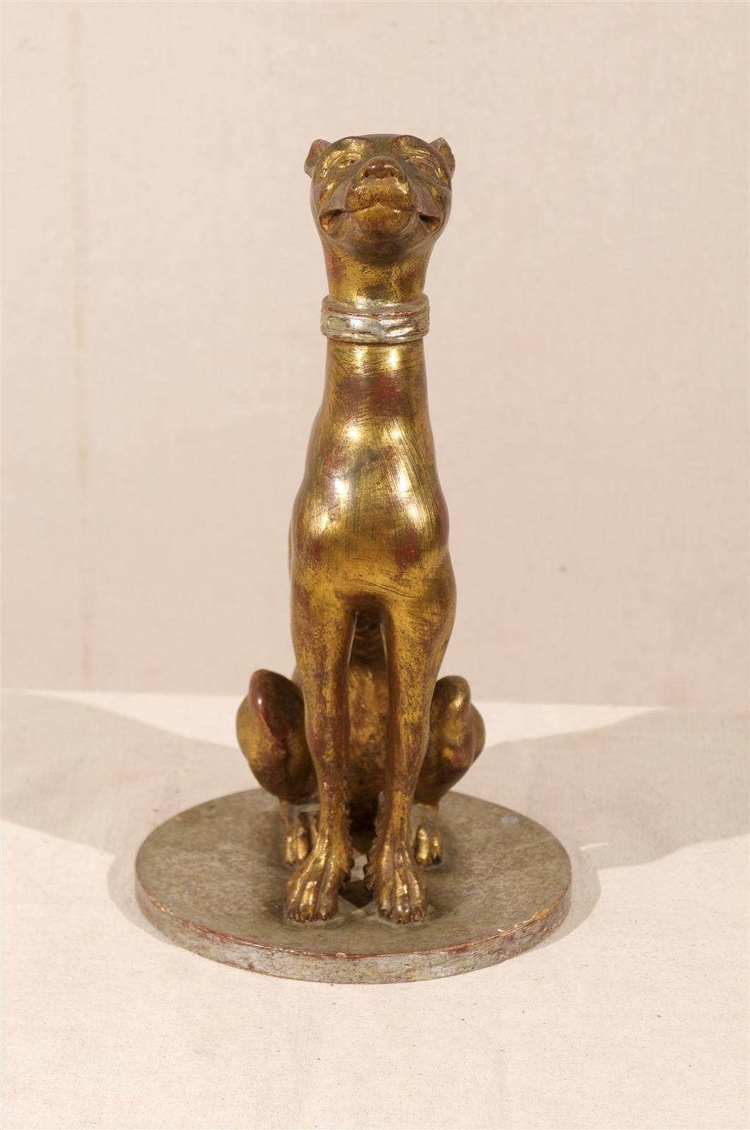 Sculpture of an Italian Vintage Giltwood Greyhound For Sale 2