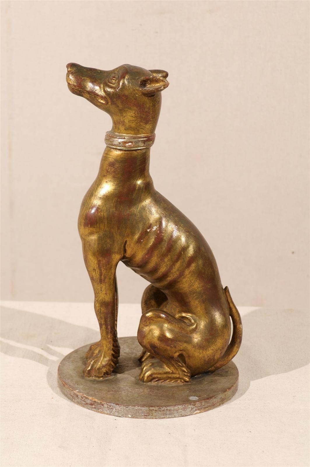 Sculpture of an Italian Vintage Giltwood Greyhound For Sale 3