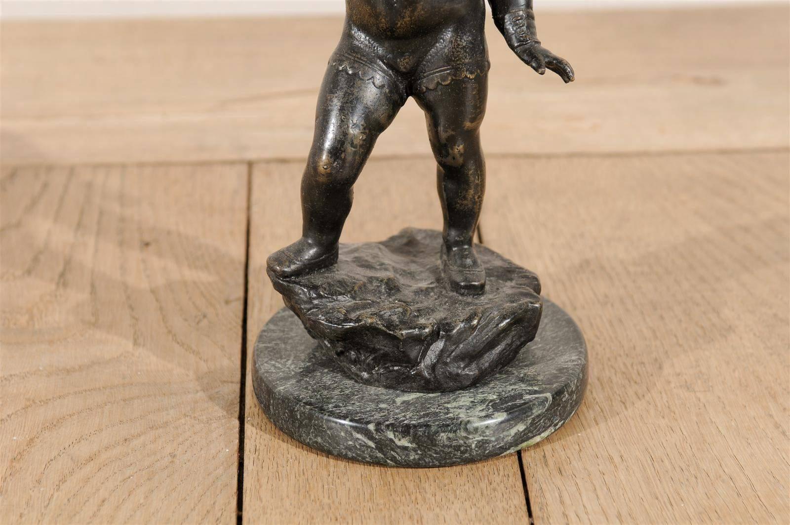 Italian Vintage Bronze Putto Statue of Small Size 2