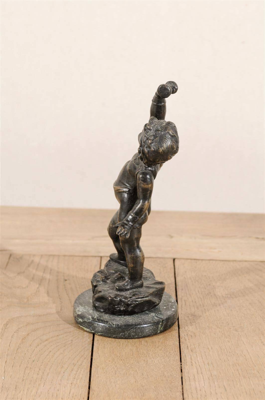 Italian Vintage Bronze Putto Statue of Small Size 3