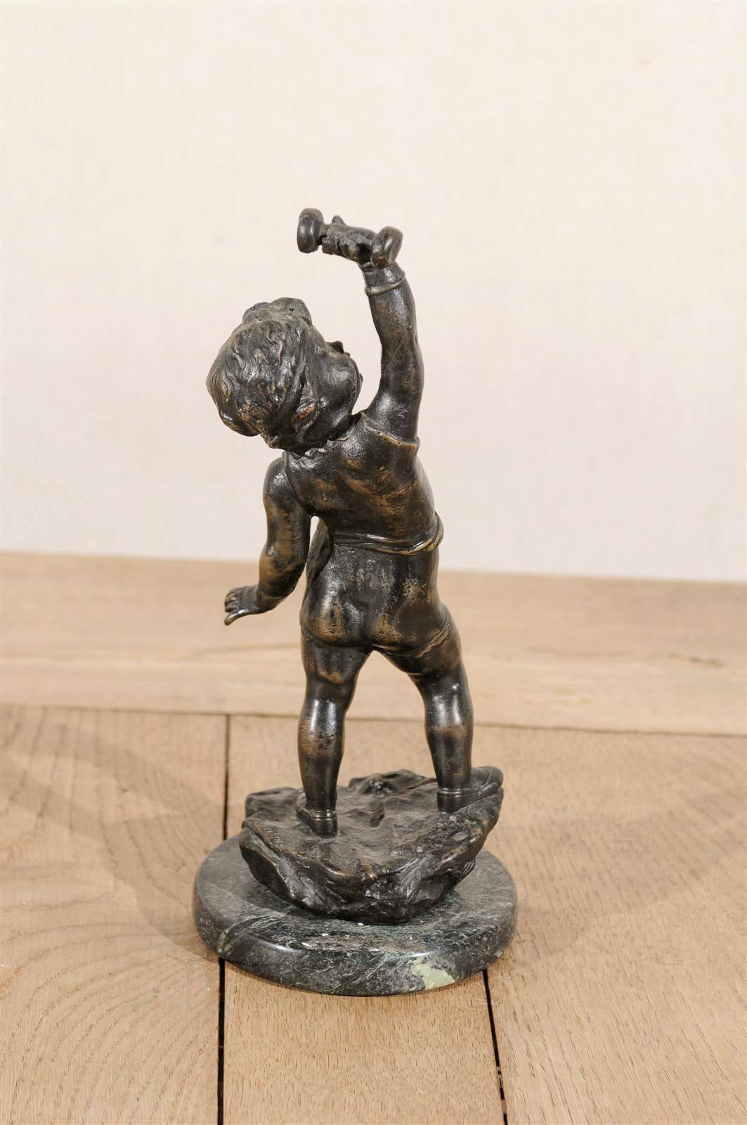 Italian Vintage Bronze Putto Statue of Small Size 4
