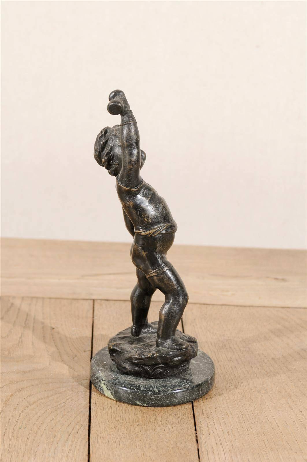 Italian Vintage Bronze Putto Statue of Small Size 5