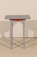 19th Century Swedish Side/Accent Table with Original Blue-Grey and Orange Paint