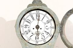 19th Century Swedish ‘Mora’ Clock in Green, Grey and Blue Color with Shell Crest