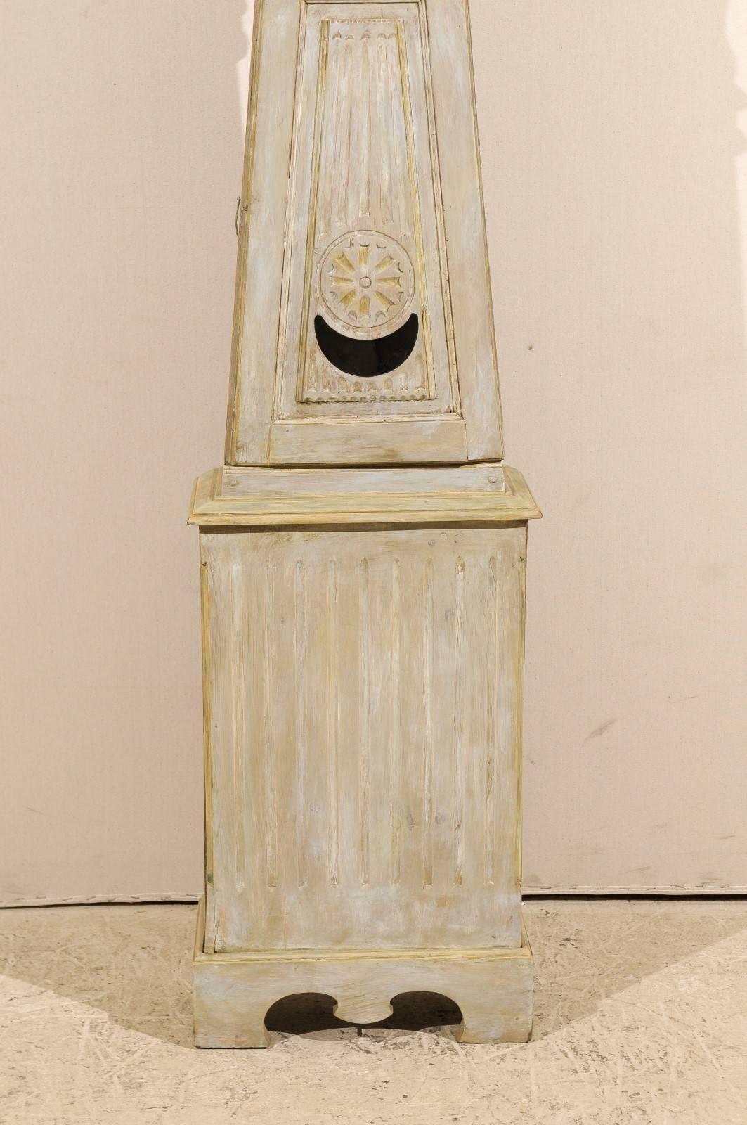 Sold Swedish Painted Wood Clock from the 19th Century with Half Moon Smile 4