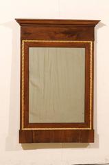 Baltic Rectangular Rich Mahogany Colored Stain Wood Mirror with Gold Color Trim
