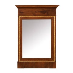 Baltic Rectangular Rich Mahogany Colored Stain Wood Mirror with Gold Color Trim