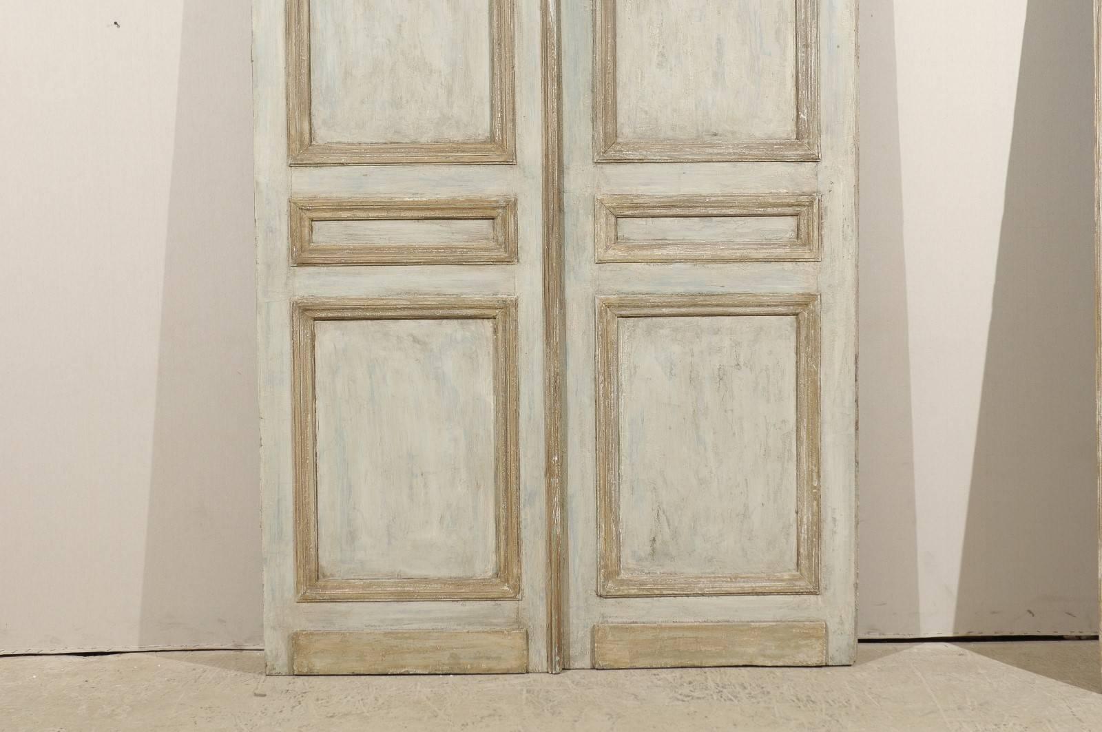Set of French Green-Grey, Bi-Folding Doors from the 19th Century For Sale 1