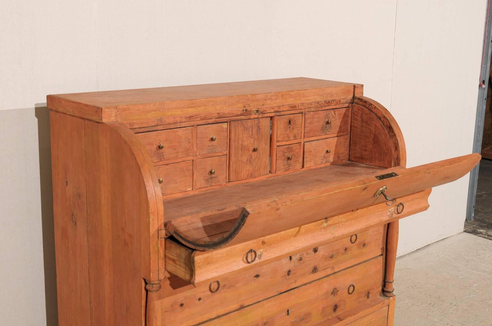 Swedish Mid-19th Century Chest with Convex Drop Front and Inner Drawers For Sale 2