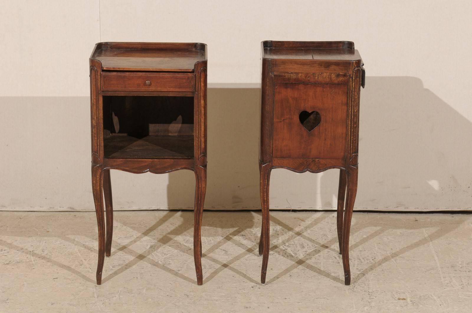 19th Century Pair of French Stained Wood Side Tables or Nightstands in Warm Cabernet Mahogany