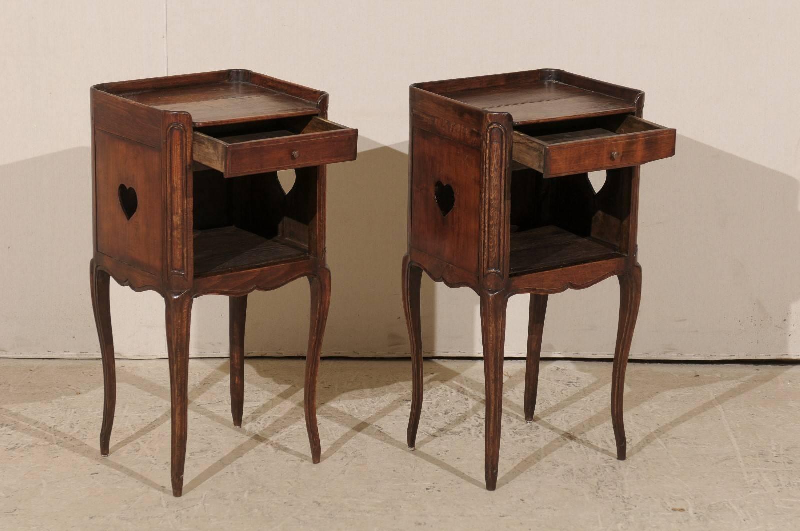 Pair of French Stained Wood Side Tables or Nightstands in Warm Cabernet Mahogany 1