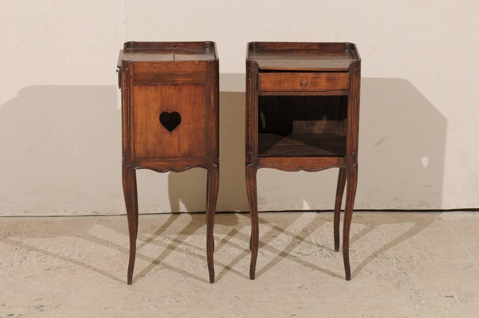 Pair of French Stained Wood Side Tables or Nightstands in Warm Cabernet Mahogany 3