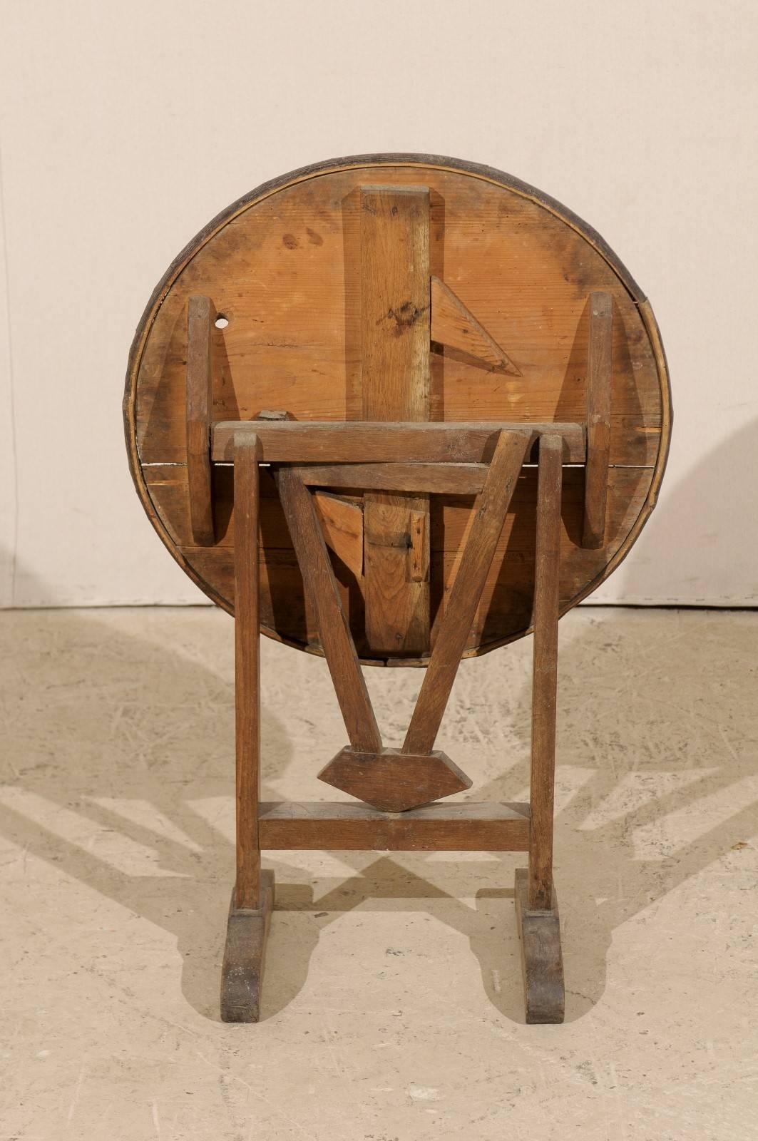 Mini French Rustic Wine Tasting Table or Side Table with Tilt-Top, 19th Century 4