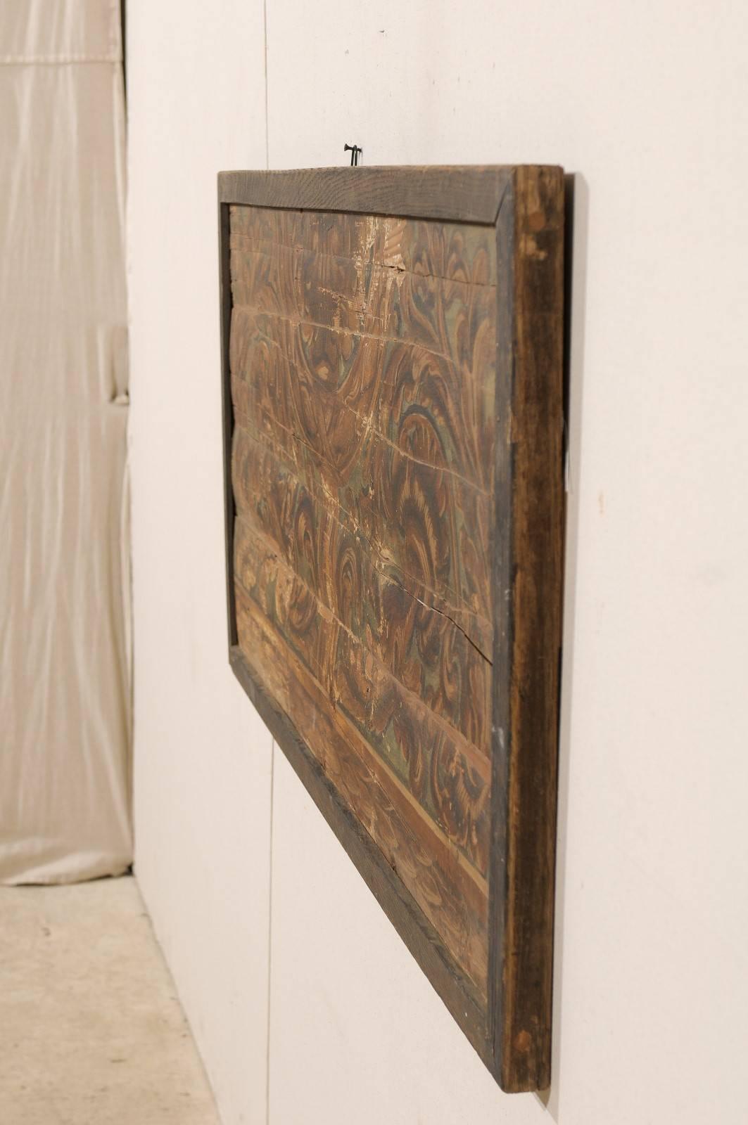 Italienische rechteckige italienische Deckenplatte / Wanddekoration, bemalt mit Rinceaux (Holz) im Angebot