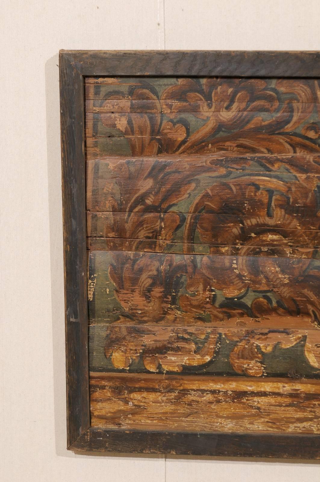Italienische rechteckige italienische Deckenplatte / Wanddekoration, bemalt mit Rinceaux (Gemalt) im Angebot