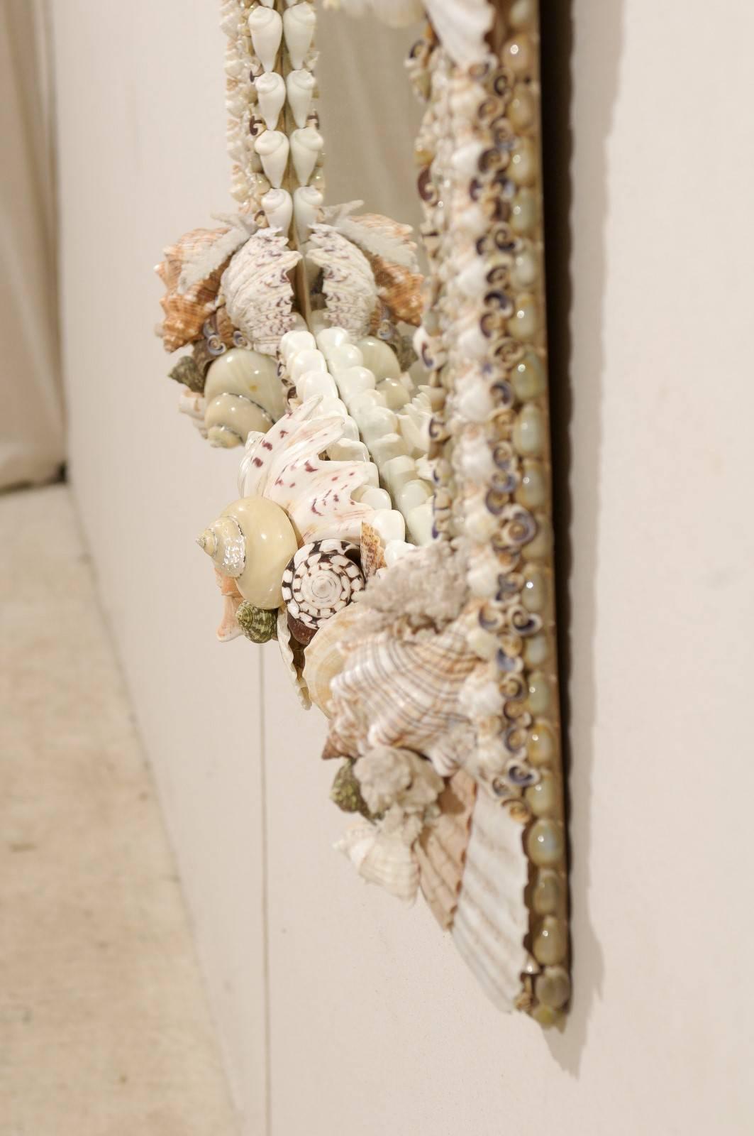 Real Seashell and Coral Oceanic Wall Mirror with Shells from the Indian Ocean In Good Condition In Atlanta, GA