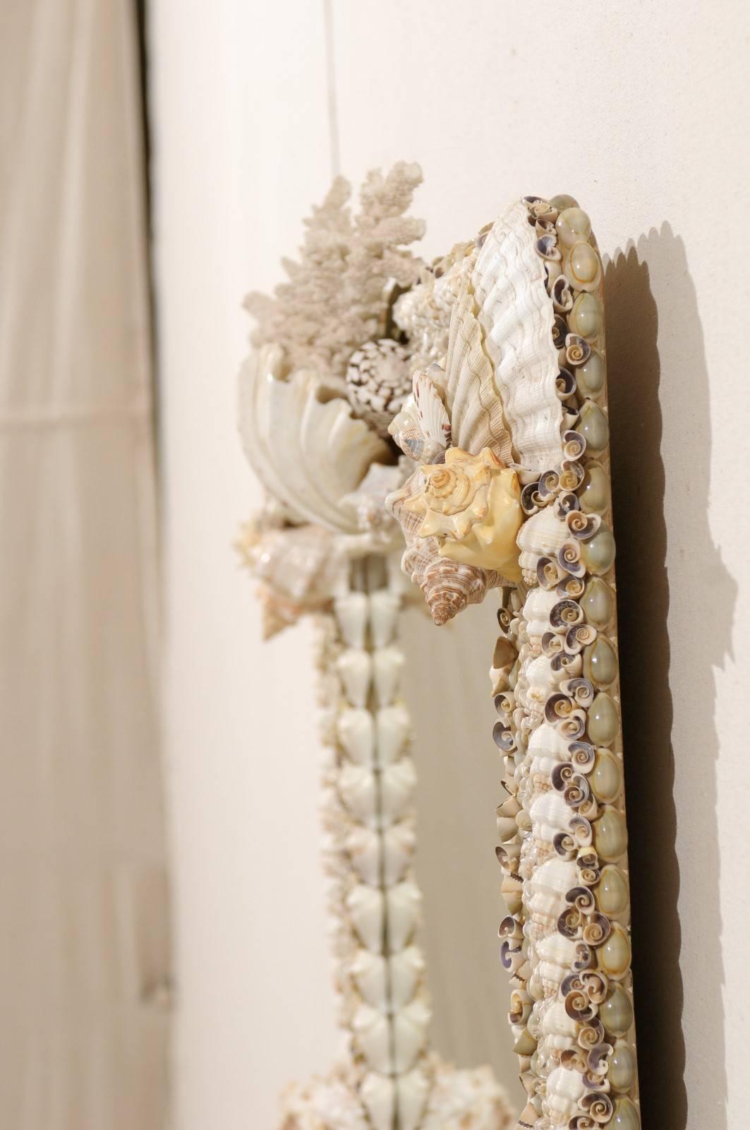 20th Century Real Seashell and Coral Oceanic Wall Mirror with Shells from the Indian Ocean