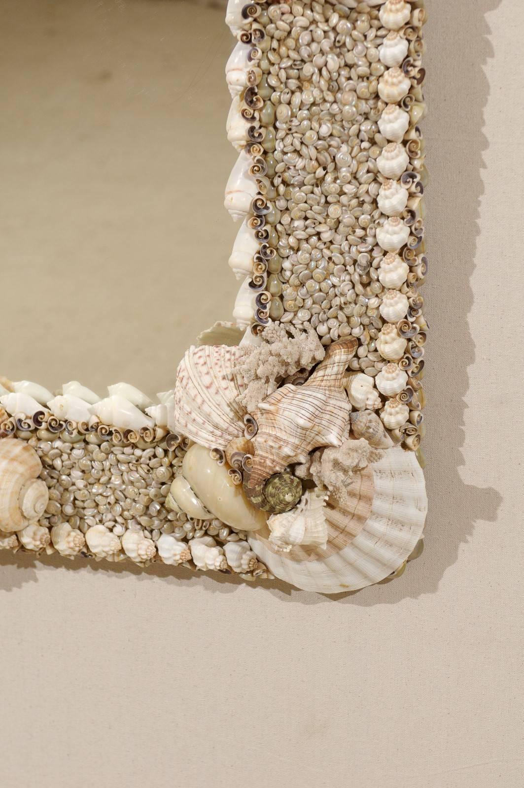 Philippine Real Seashell and Coral Oceanic Wall Mirror with Shells from the Indian Ocean