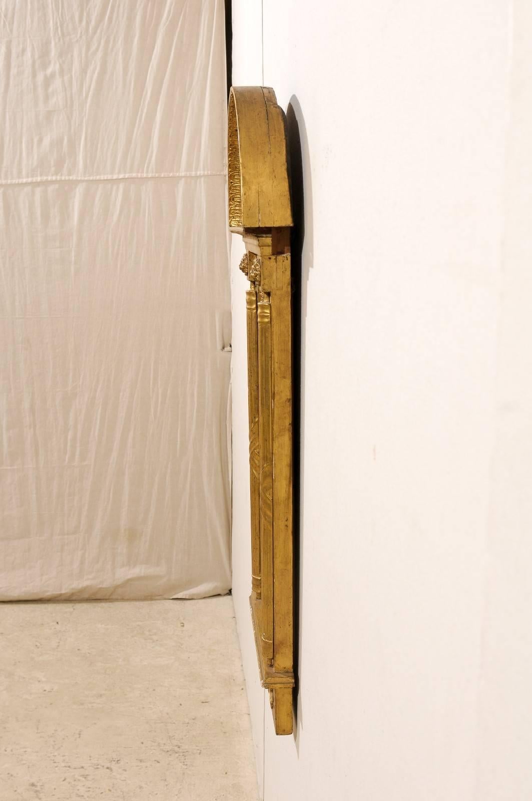 19th Century Swedish Gilded Mirror, circa 1820 with Arched Crest and Flanking Half Columns For Sale