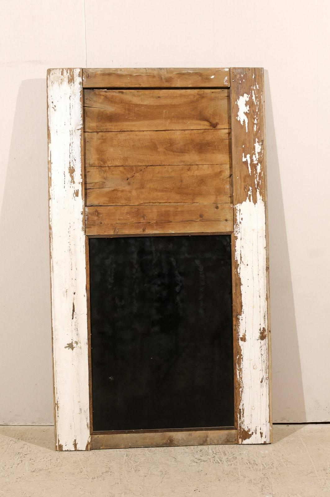 Trumeau-Spiegel des 19. Jahrhunderts, schwer, antik und mit abgeschrägter beiger Holzoberfläche, 19. Jahrhundert im Angebot 2