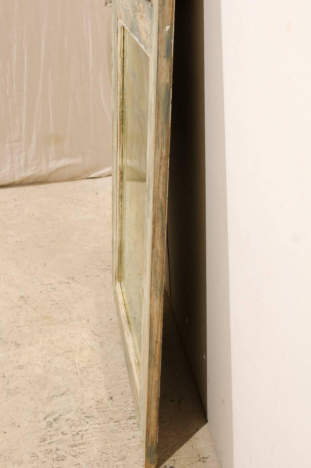 Trumeau-Spiegel des 19. Jahrhunderts, schwer, antik und mit abgeschrägter beiger Holzoberfläche, 19. Jahrhundert im Angebot 1