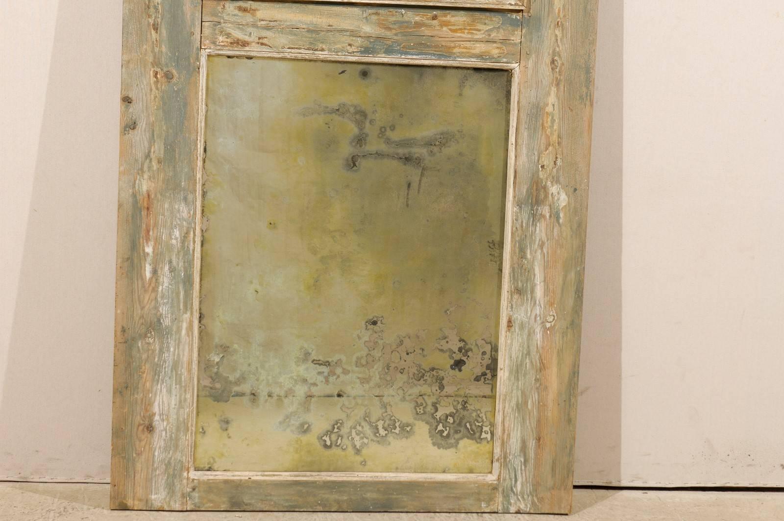 Trumeau-Spiegel des 19. Jahrhunderts, schwer, antik und mit abgeschrägter beiger Holzoberfläche, 19. Jahrhundert (Französisch) im Angebot