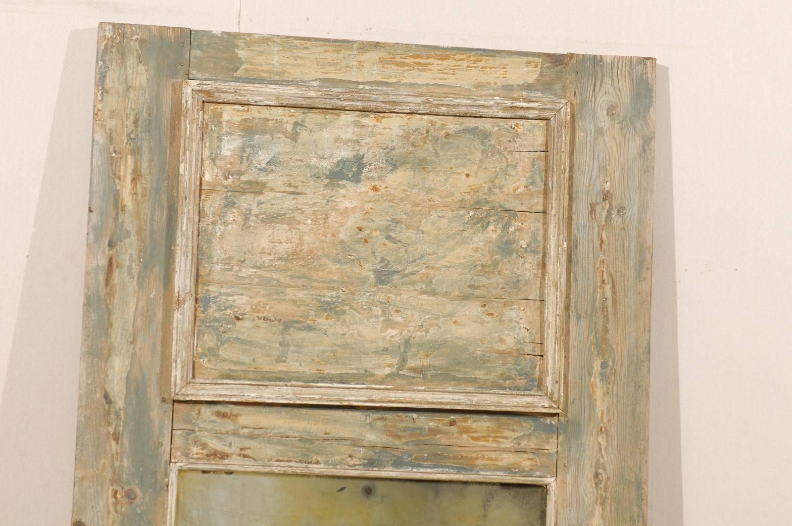 Trumeau-Spiegel des 19. Jahrhunderts, schwer, antik und mit abgeschrägter beiger Holzoberfläche, 19. Jahrhundert (Gemalt) im Angebot