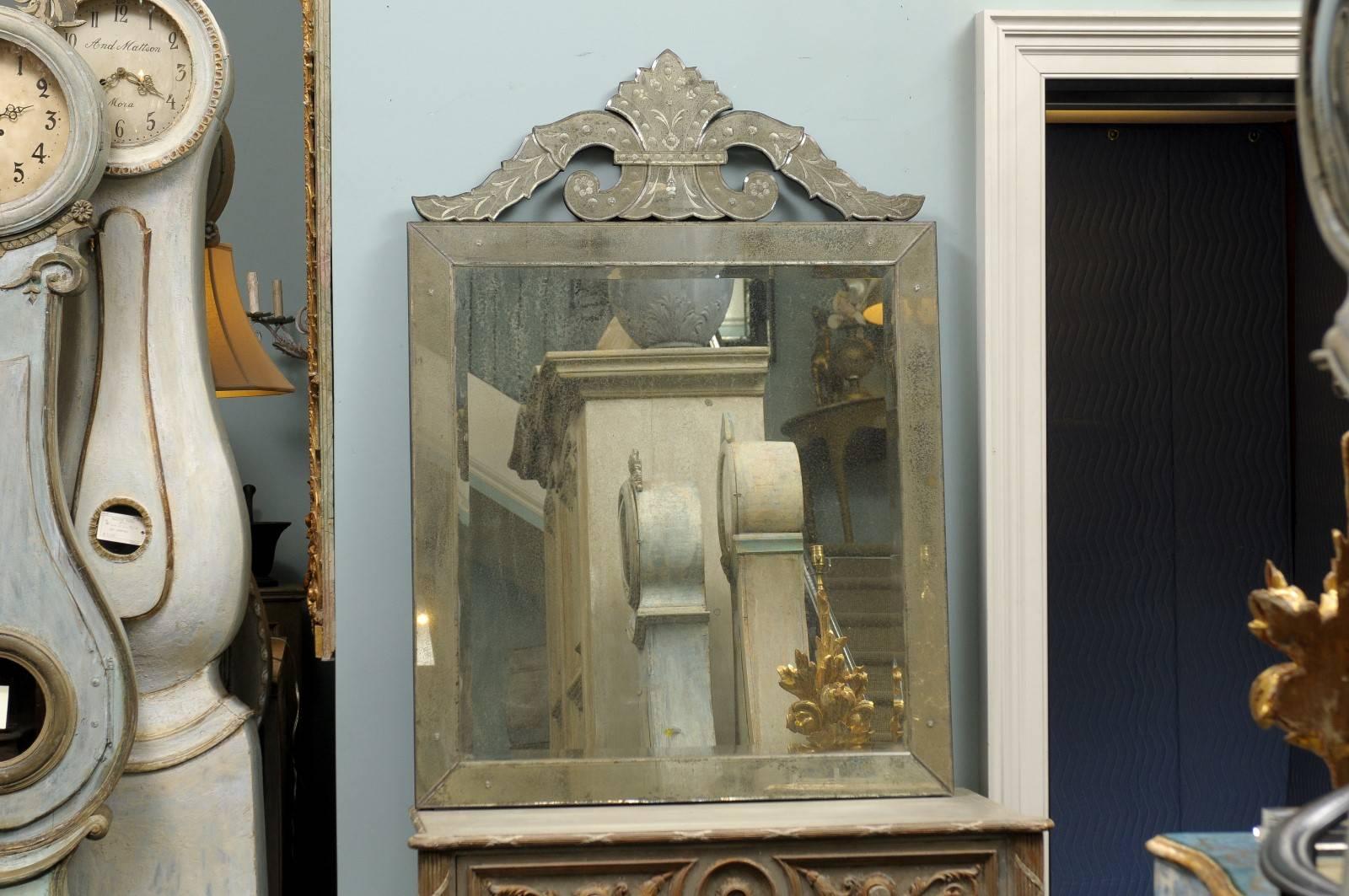 Roma Venetian Style Mirror, Handmade and Hand Silvered In Good Condition In Atlanta, GA