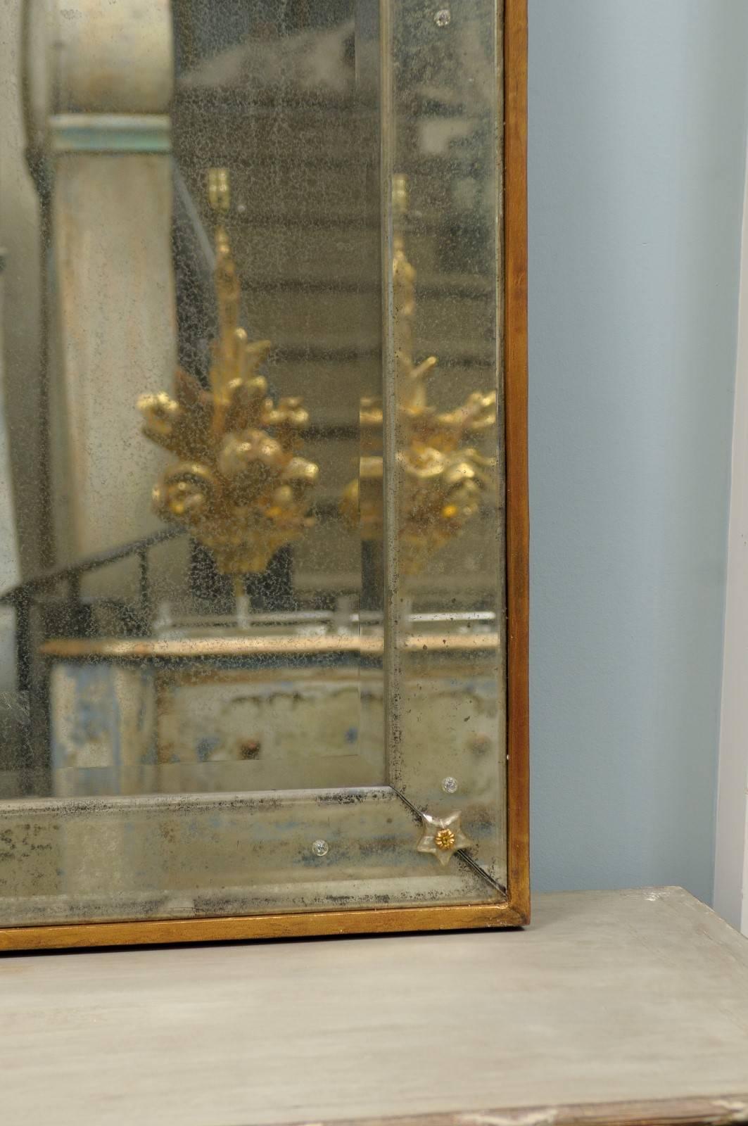 Paris Venetian Style Mirror with Bonnet Type Crest and Gilded Frame 1