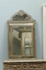 Crest Top Venetian Style Antiqued Rectangular Mirror, Handmade and Hand Silvered