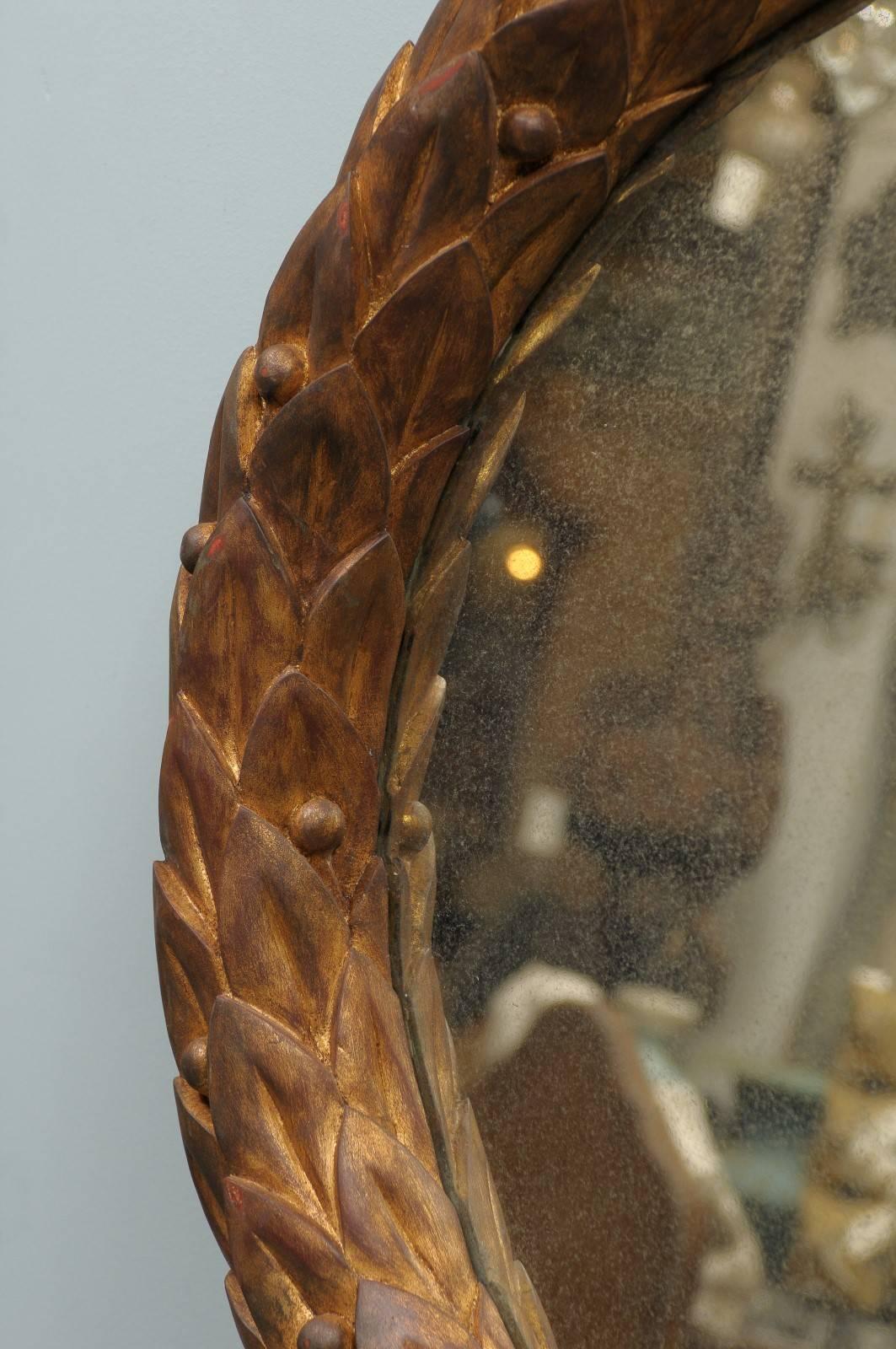 American Venetian-Style Garland Mirror with Gilded Wooden Frame and Foliage Motif