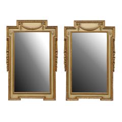Pair of Swedish Early 20th Century Gilded and Painted Mirrors