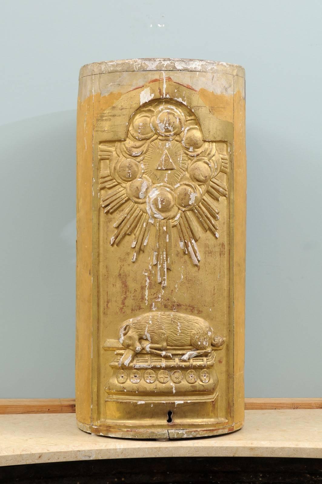 Italienisches Altarstück aus vergoldetem Holz des 19. Jahrhunderts mit Wolken-Sonnenstrahl-Motiven (Spiegel) im Angebot