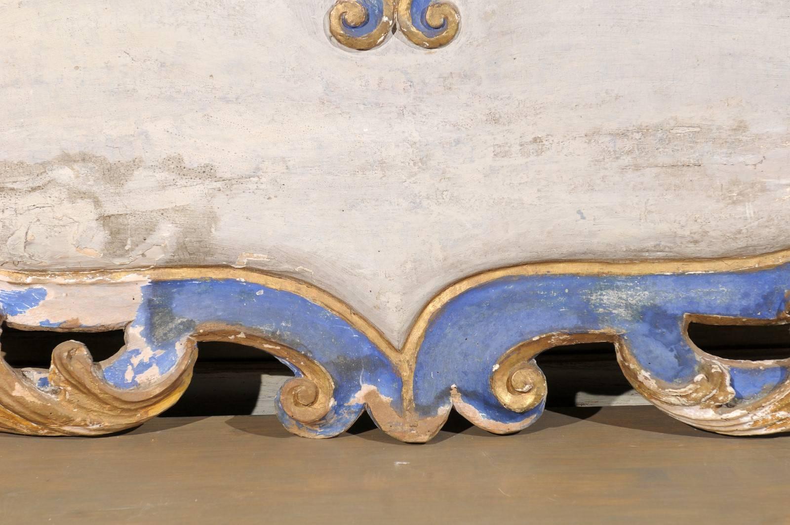 Italian 19th Century Rococo Style Blue and White Wall Ornament with Volutes In Good Condition In Atlanta, GA