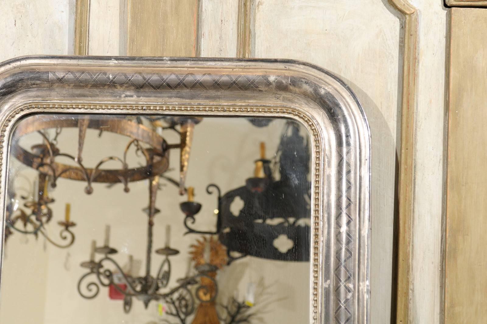 French 19th Century Silver Gilt Medium Size Wall Mirror In Good Condition In Atlanta, GA