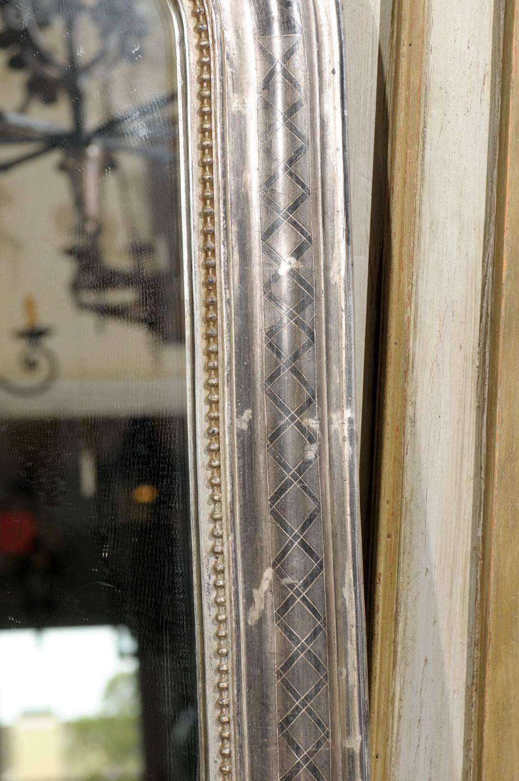Silver Leaf French 19th Century Silver Gilt Medium Size Wall Mirror