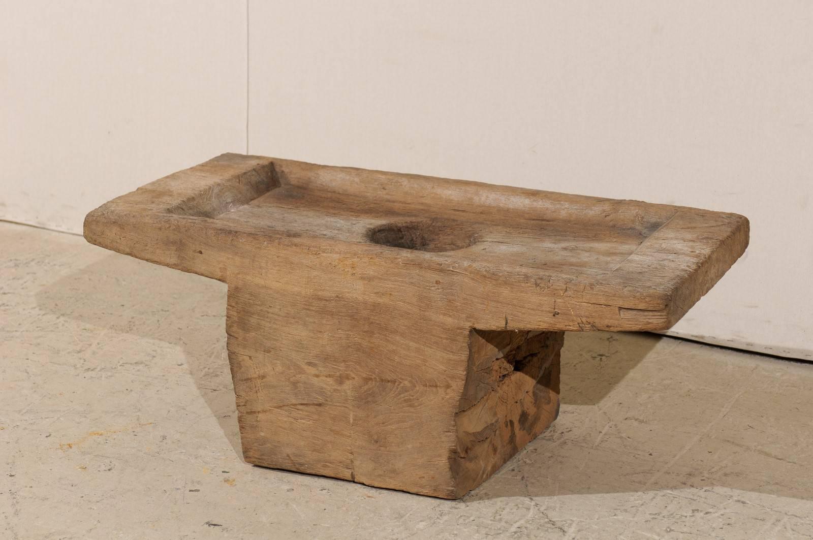 Rustic Indonesian Grain Grinder from the Early 20th Century Made Coffee Table 1