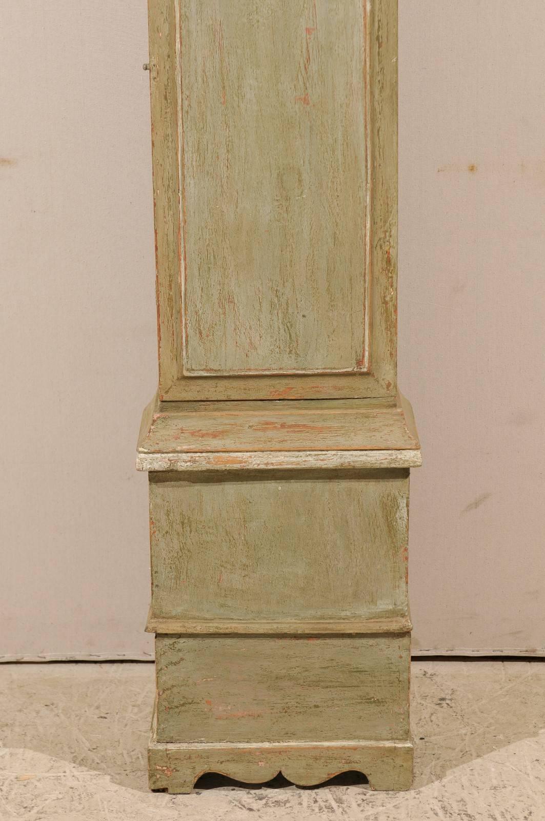 Swedish 19th Century Floor Clock with Linear Body and Pewter Ring Face 4