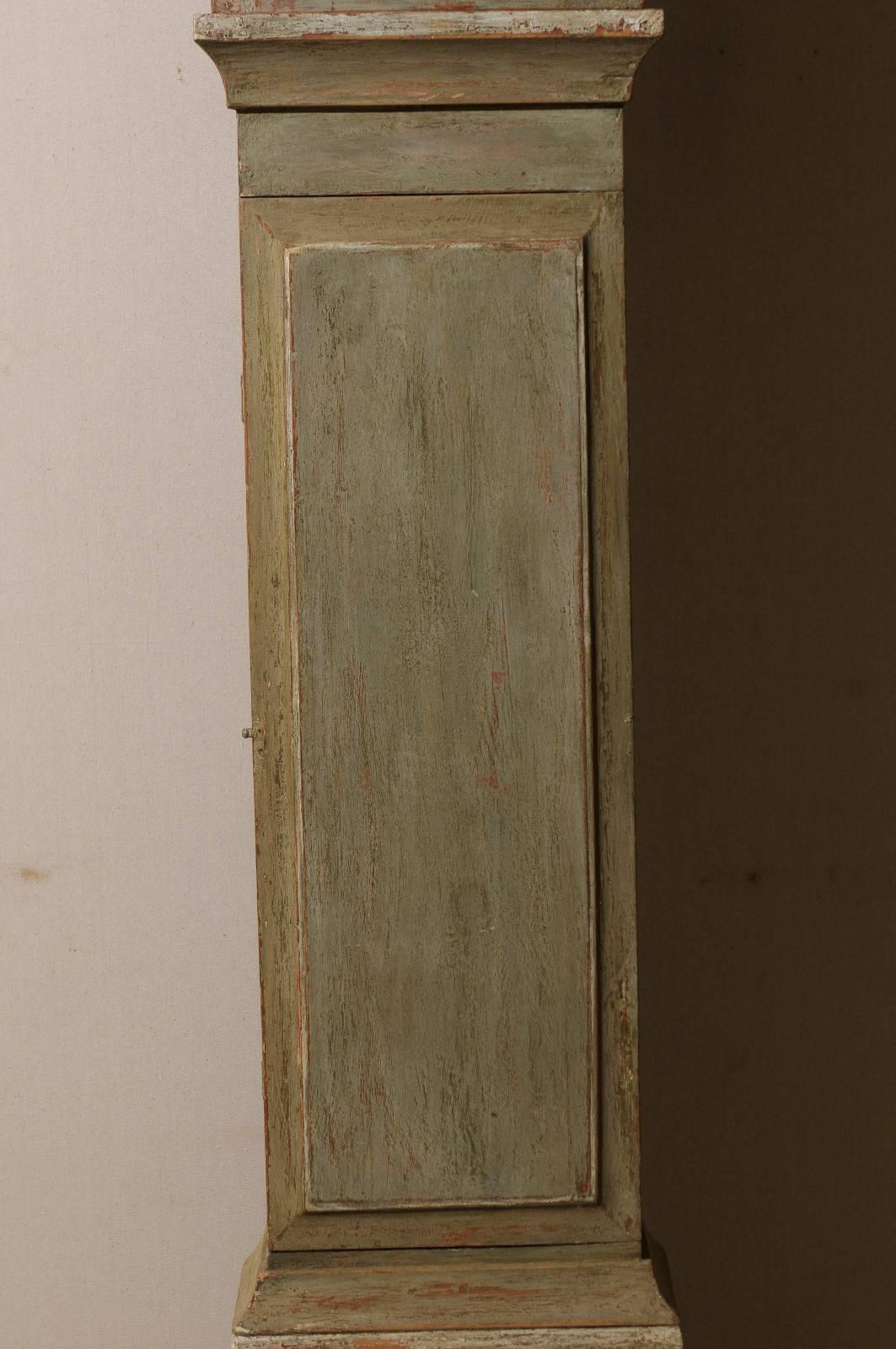 Swedish 19th Century Floor Clock with Linear Body and Pewter Ring Face 3