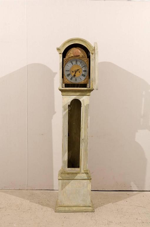 19th C. Swedish Straight Body Floor Clock with Beautiful, Original ...