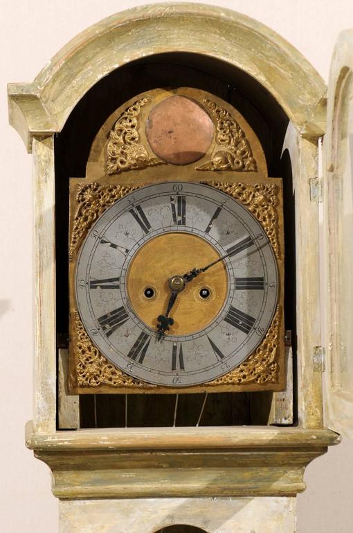 19th C. Swedish Straight Body Floor Clock with Beautiful, Original ...