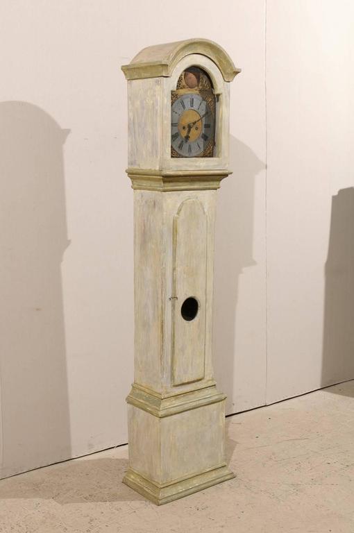 19th C. Swedish Straight Body Floor Clock with Beautiful, Original ...