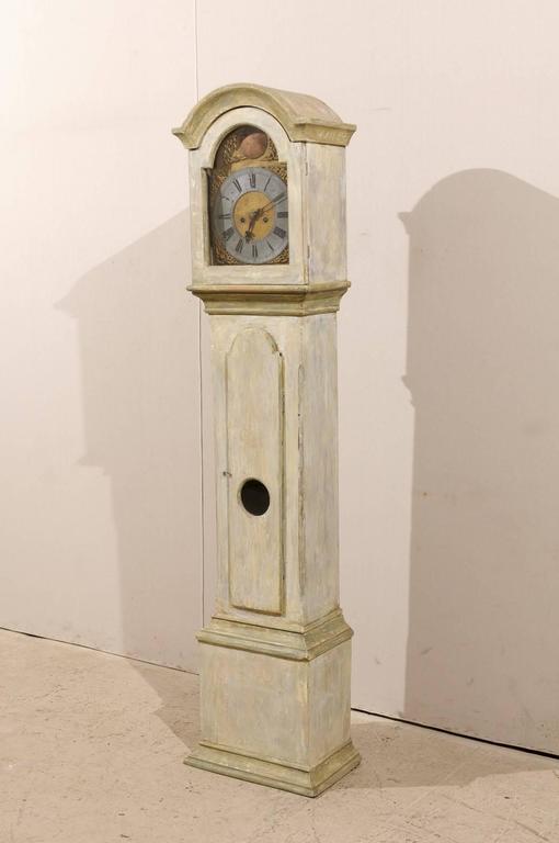 19th C. Swedish Straight Body Floor Clock with Beautiful, Original ...