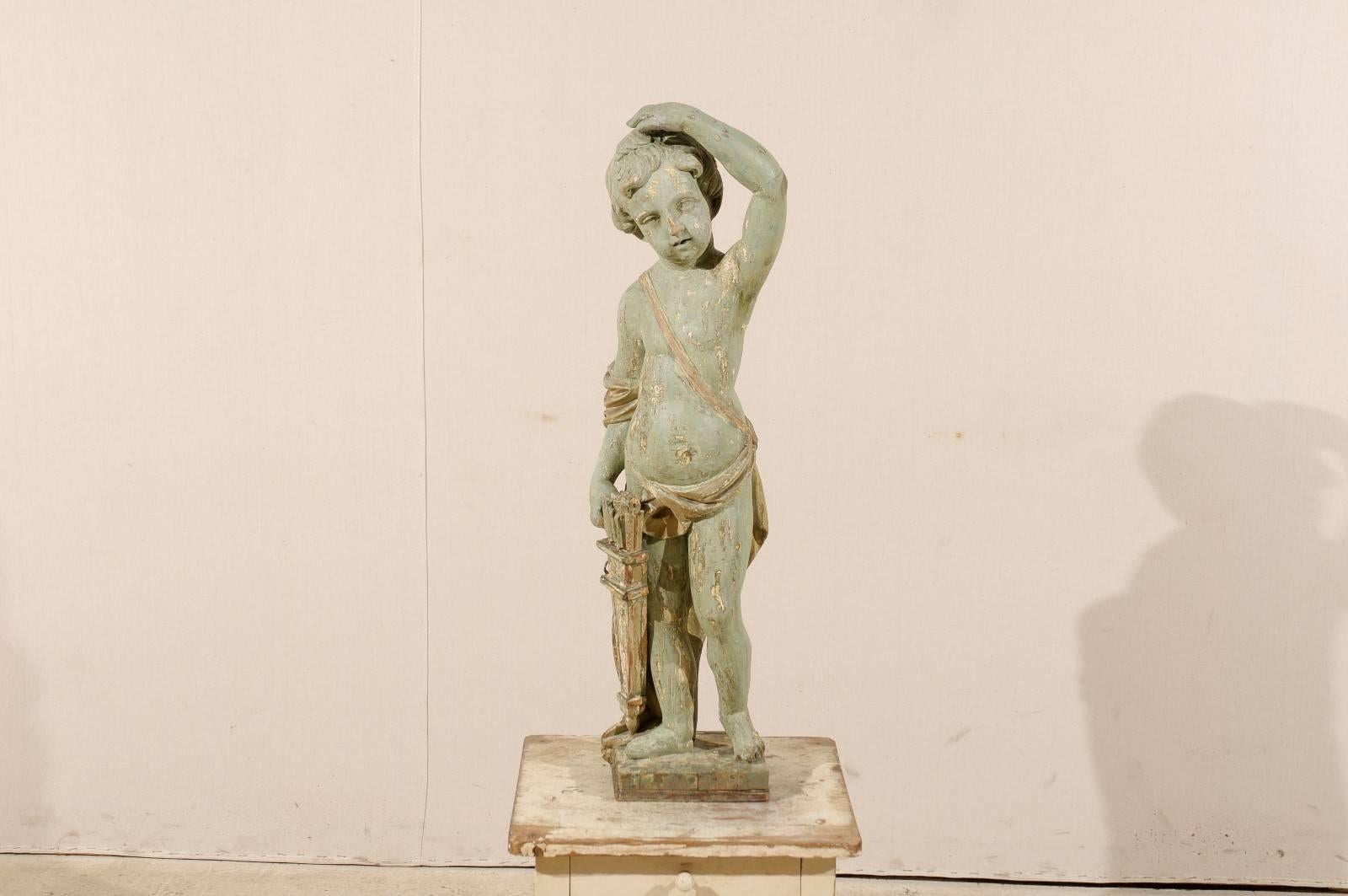 Italian Early 19th Century Cherub Sculpture with a Quiver of Arrows 2