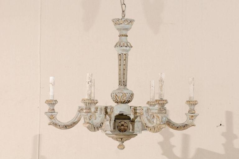 French Vine Painted And Carved Wood Chandelier With Six Lights French Vine Painted And Carved Wood Chandelier With Six Lights 2